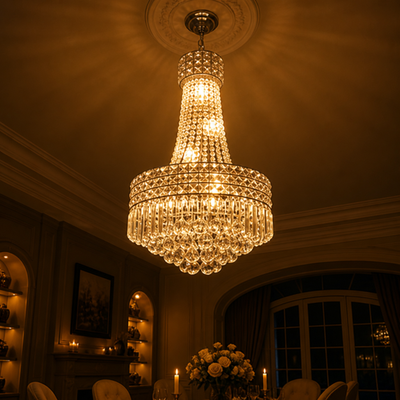 Modern K9 Crystal Adjustable Double-Layer Chandelier