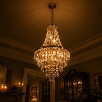 Modern K9 Crystal Adjustable Double-Layer Chandelier