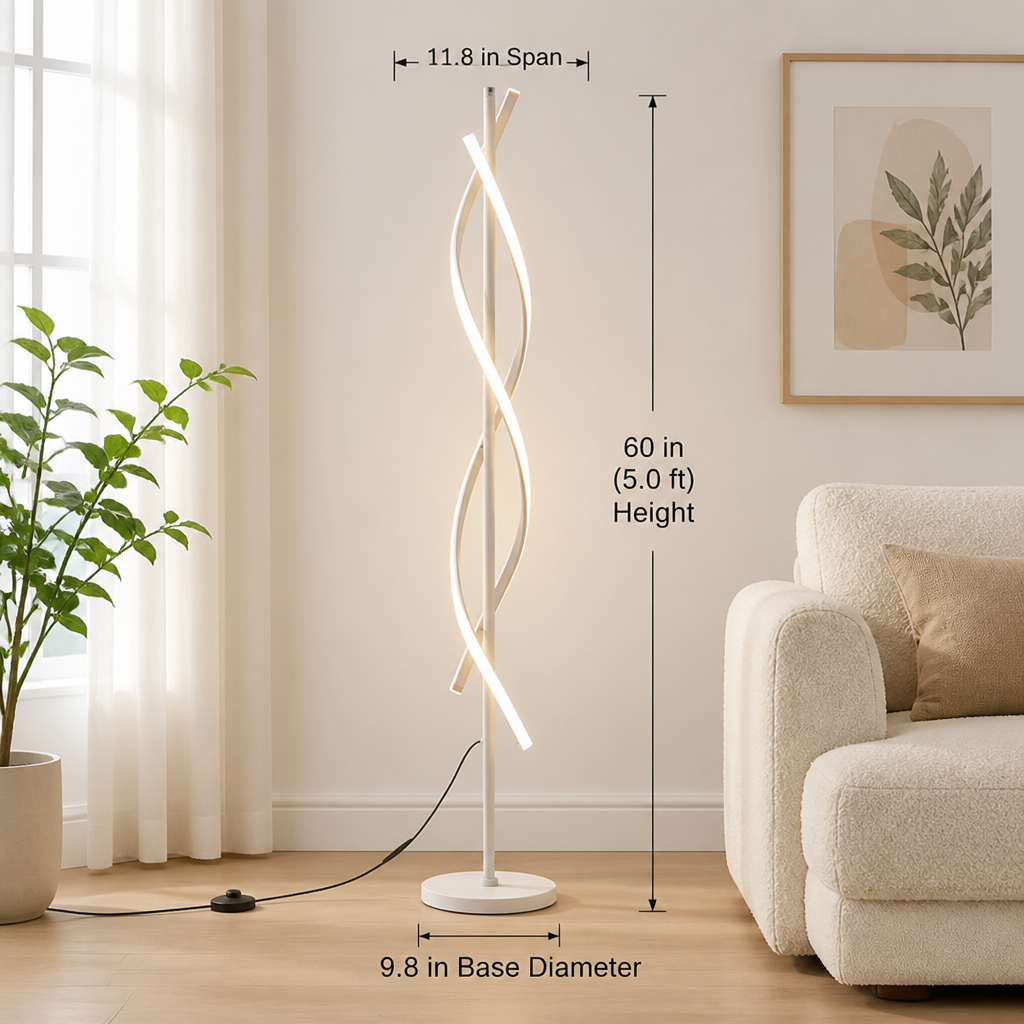 Modern LED Double Helix Floor Lamp