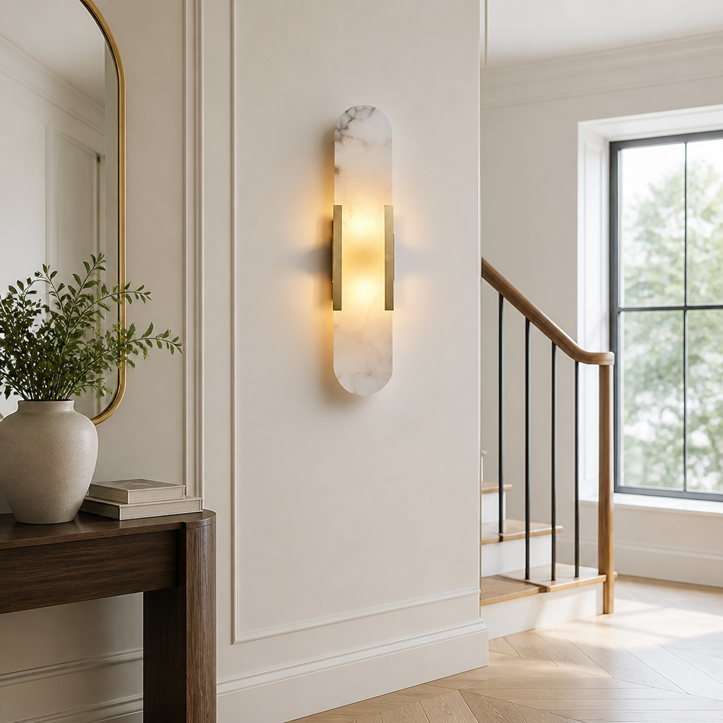Modern Marble & Gold Wall Sconce