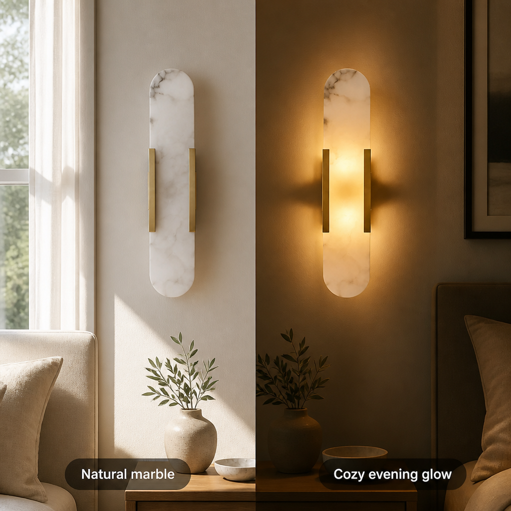 Modern Marble & Gold Wall Sconce
