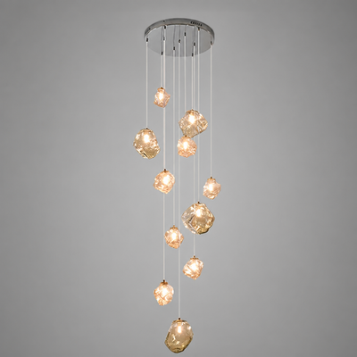 Modern Metal & Glass LED Multi-Head Chandelier
