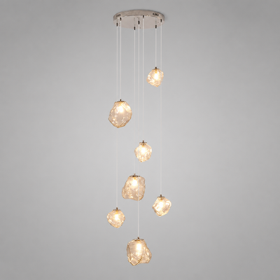 Modern Metal & Glass LED Multi-Head Chandelier