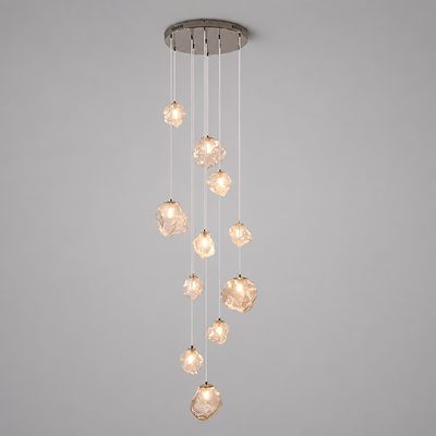 Modern Metal & Glass LED Multi-Head Chandelier