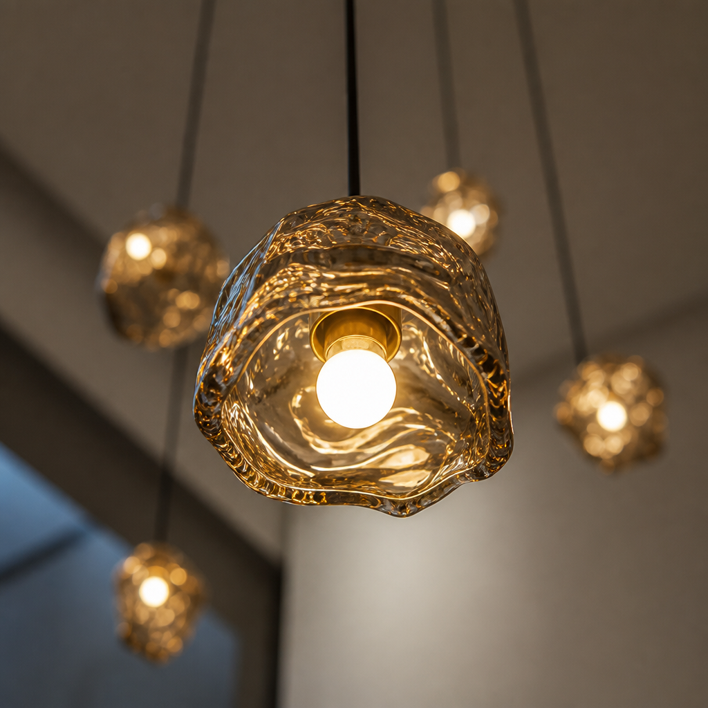 Modern Metal & Glass LED Multi-Head Chandelier