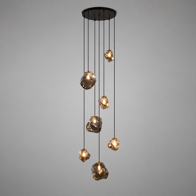 Modern Metal & Glass LED Multi-Head Chandelier