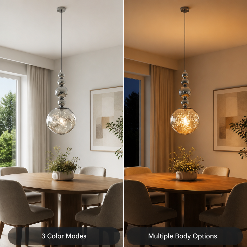 Modern Metal & Glass Pendant Light