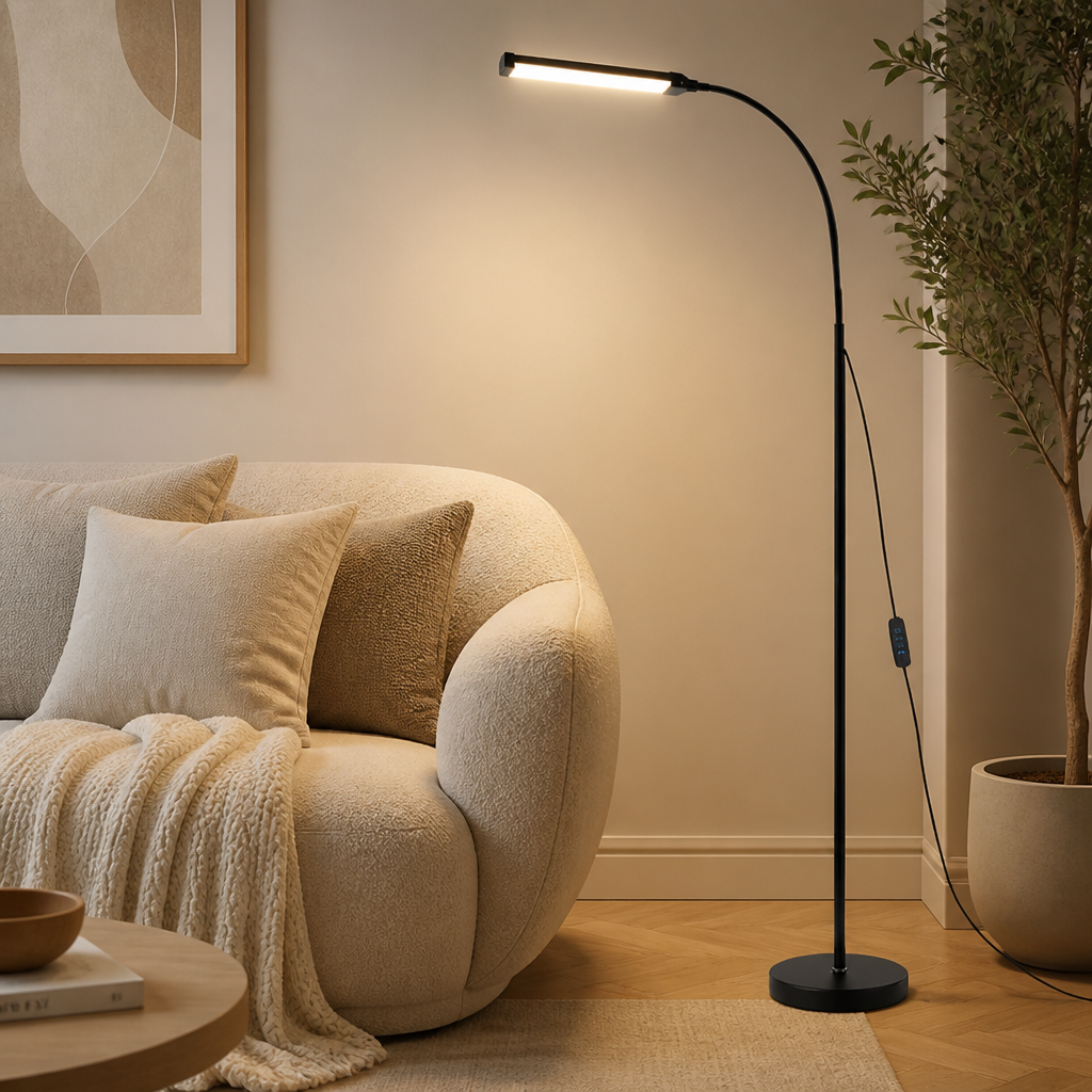 Modern Metal LED Gooseneck Floor Lamp