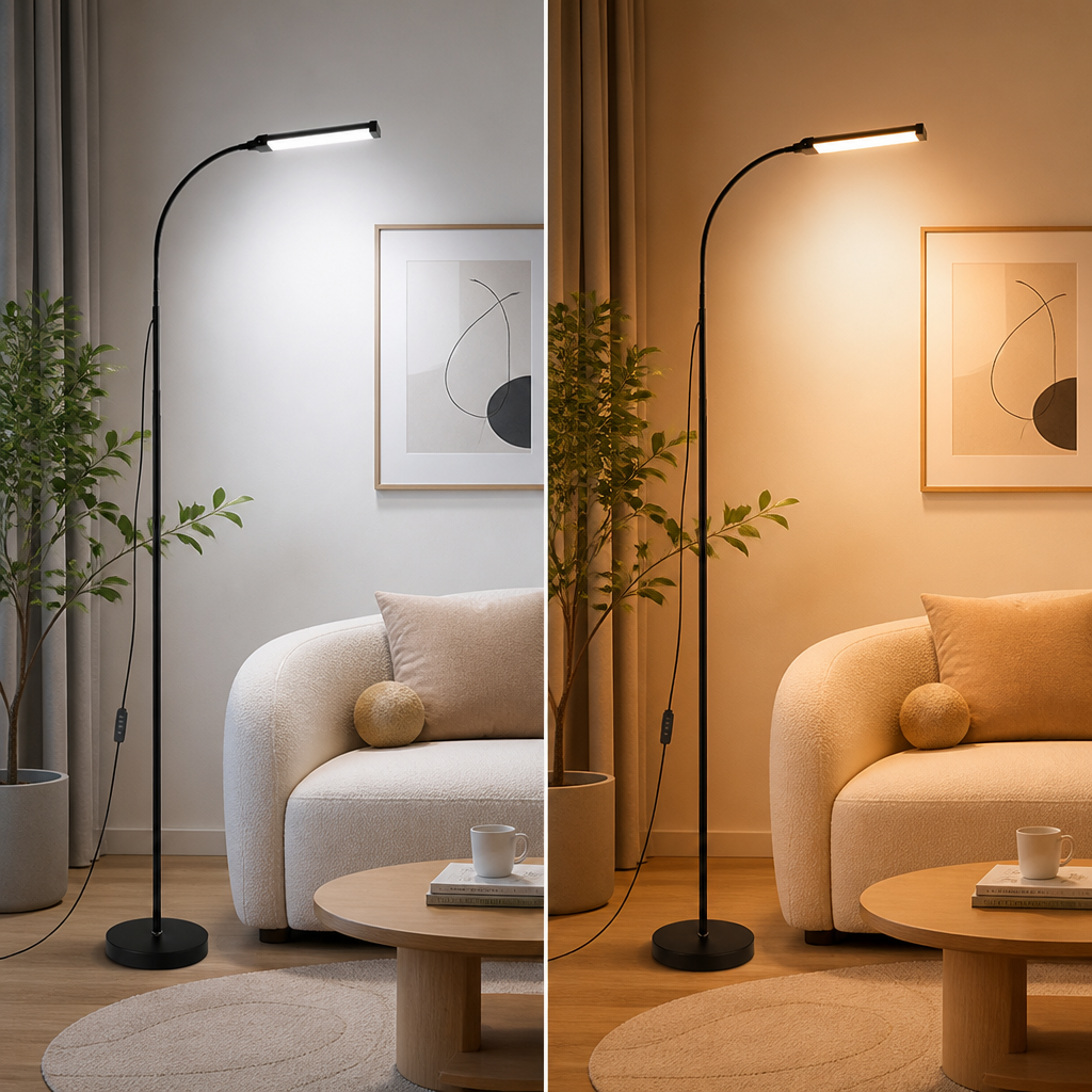 Modern Metal LED Gooseneck Floor Lamp
