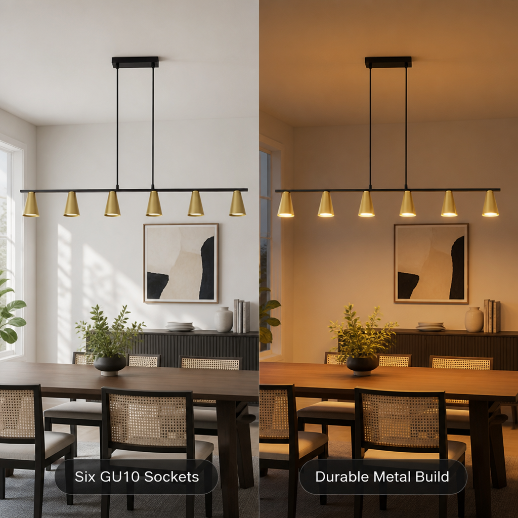 Modern Metal Six-Light Chandelier