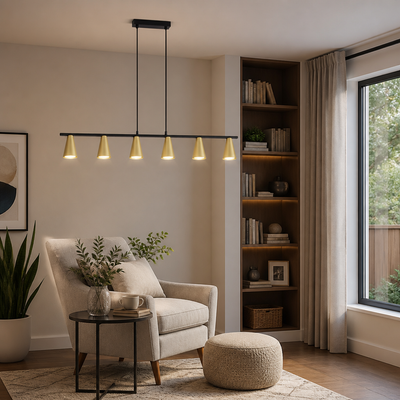Modern Metal Six-Light Chandelier
