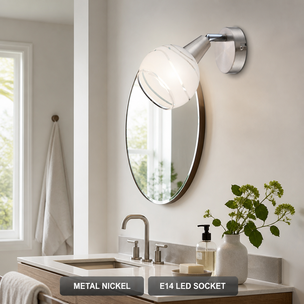 Modern Nickel & Glass Adjustable Spotlight Wall Sconce
