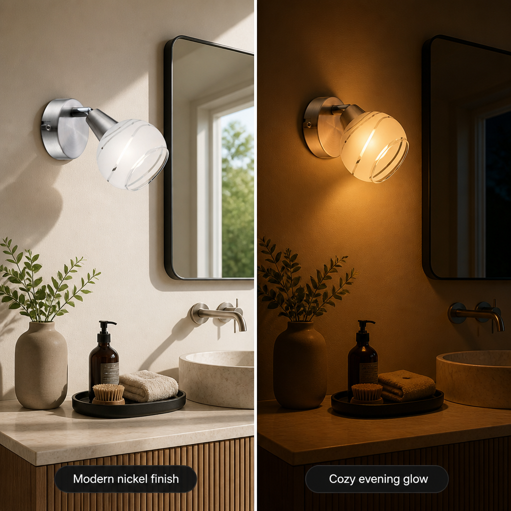 Modern Nickel & Glass Adjustable Spotlight Wall Sconce