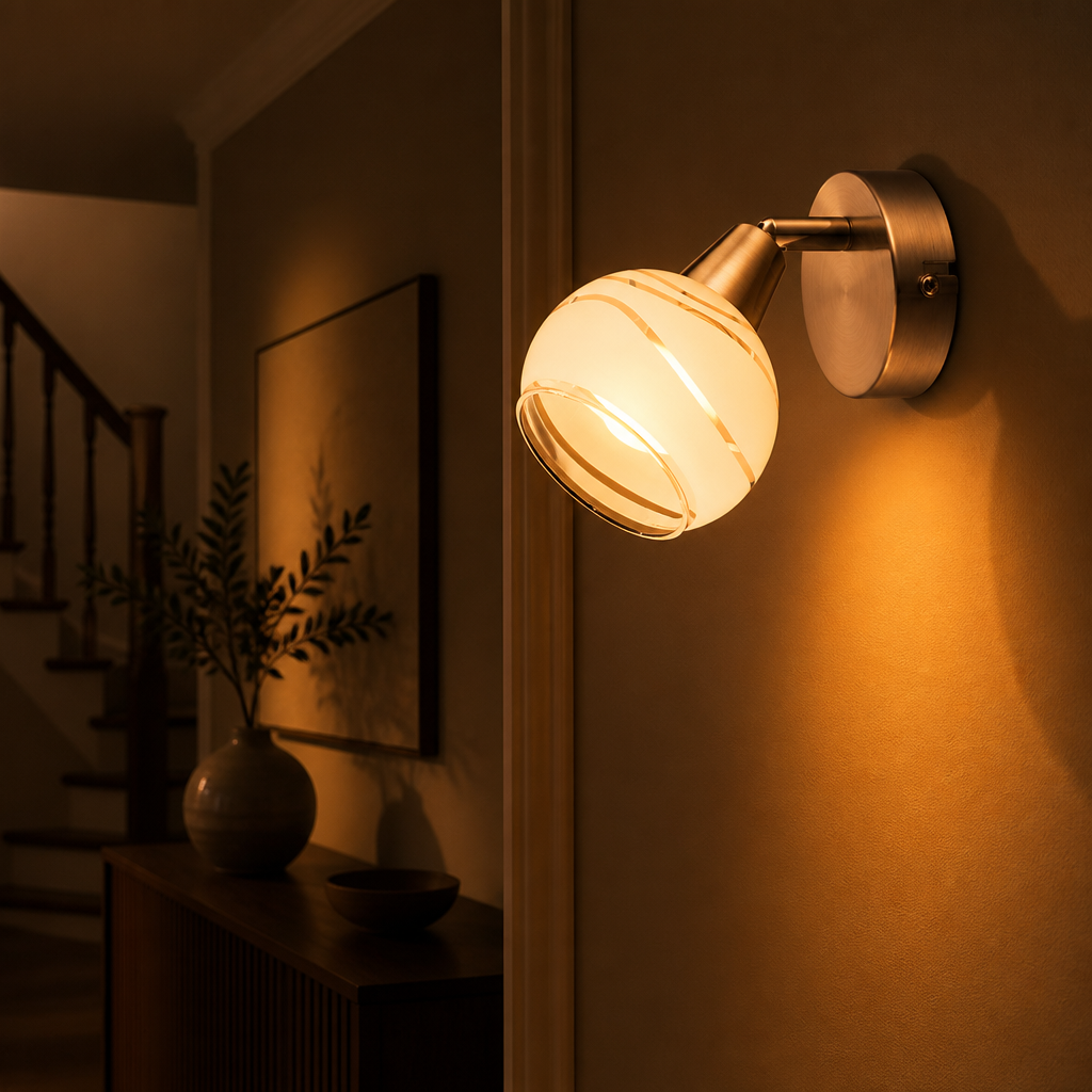 Modern Nickel & Glass Adjustable Spotlight Wall Sconce