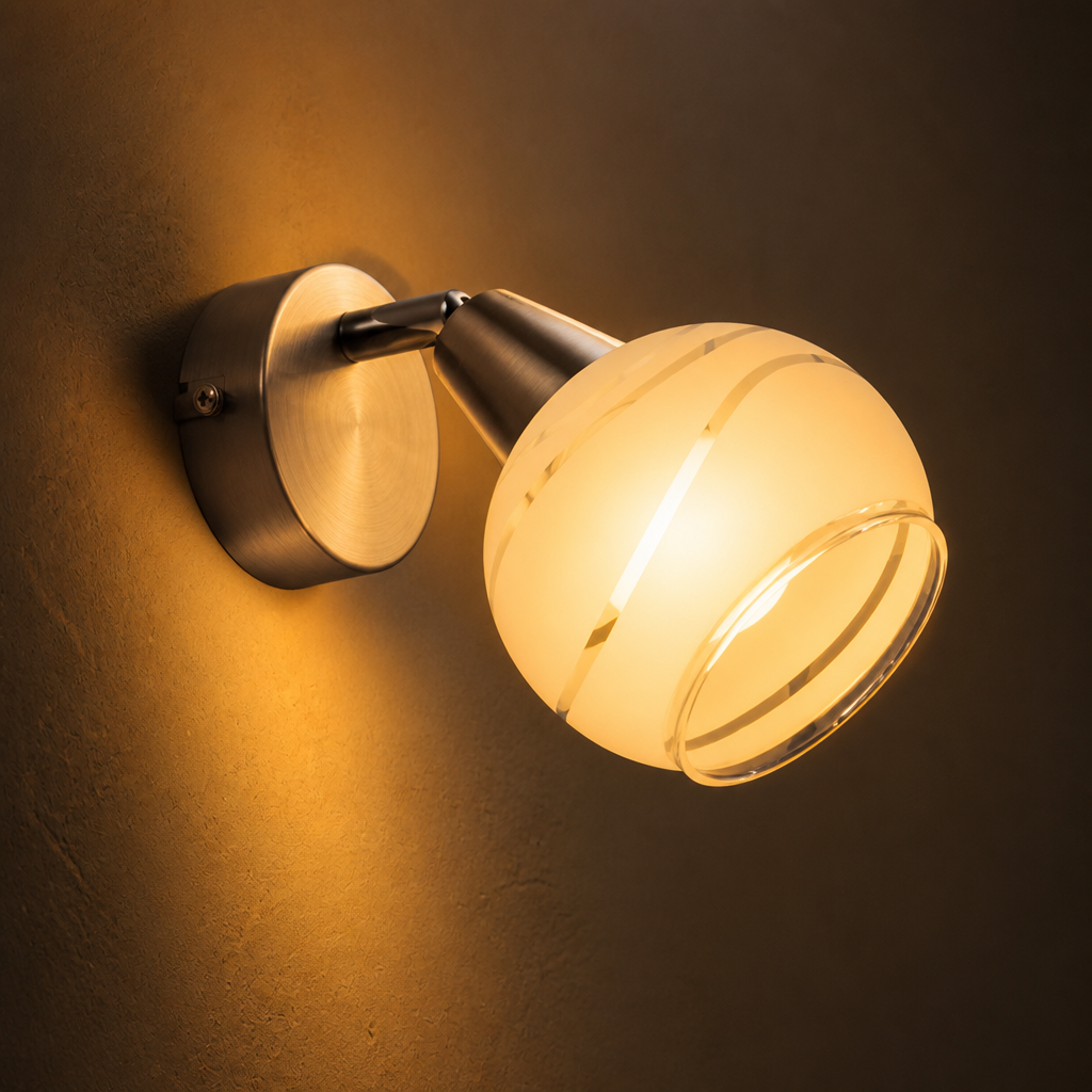 Modern Nickel & Glass Adjustable Spotlight Wall Sconce
