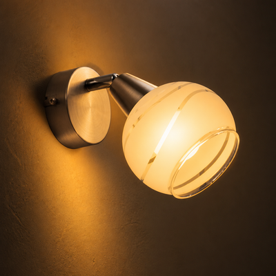 Modern Nickel & Glass Adjustable Spotlight Wall Sconce