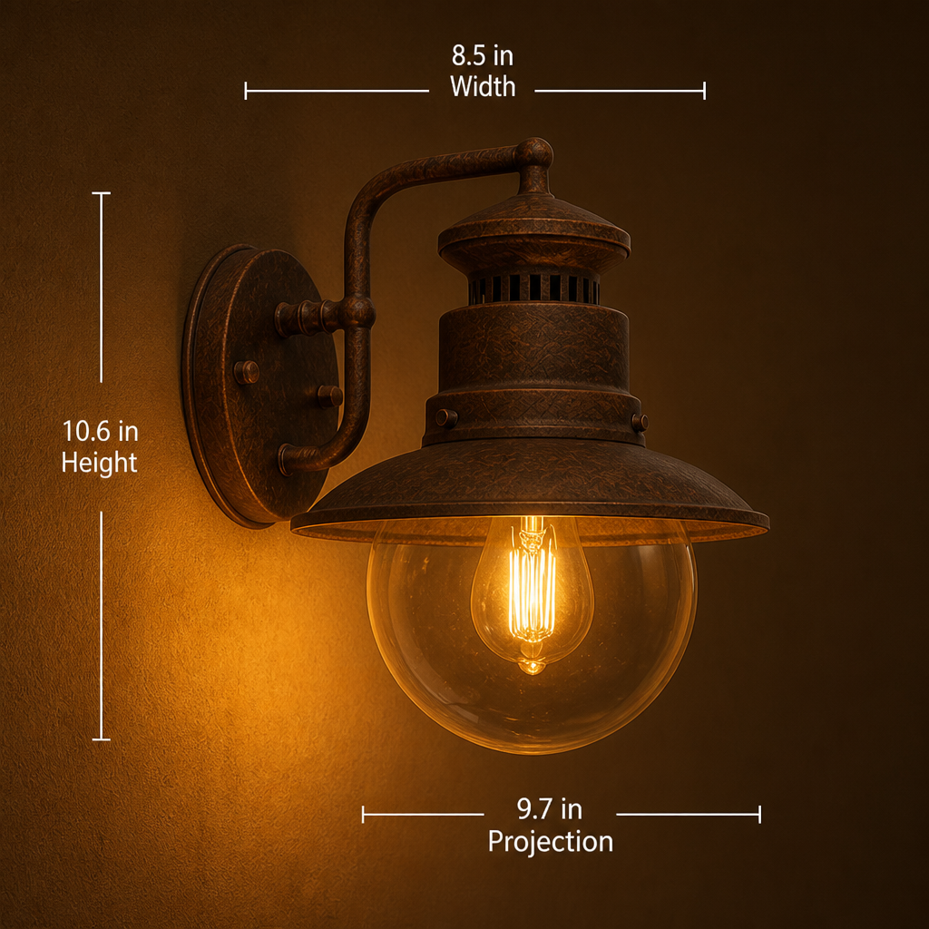 Modern Rust-Colored Glass Outdoor Wall Light