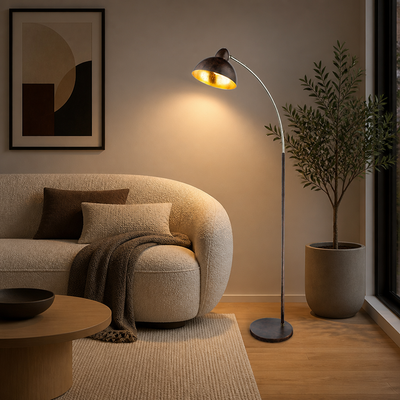 Modern Rust Metal Arc Floor Lamp