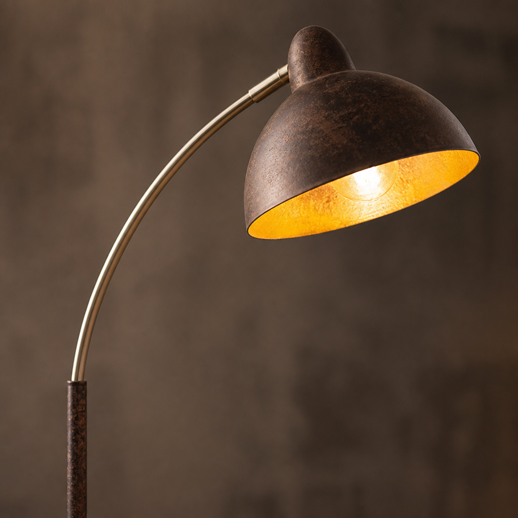 Modern Rust Metal Arc Floor Lamp