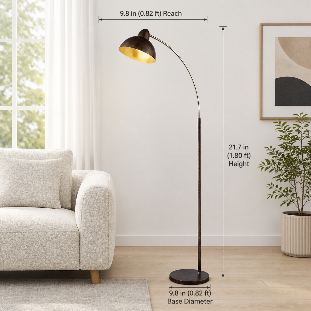 Modern Rust Metal Arc Floor Lamp