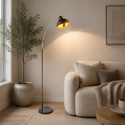 Modern Rust Metal Arc Floor Lamp
