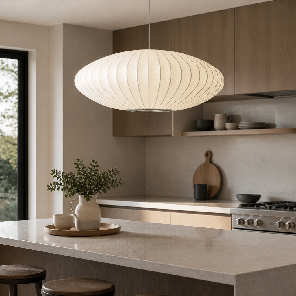 Modern Silk Bubble Shade Pendant Light