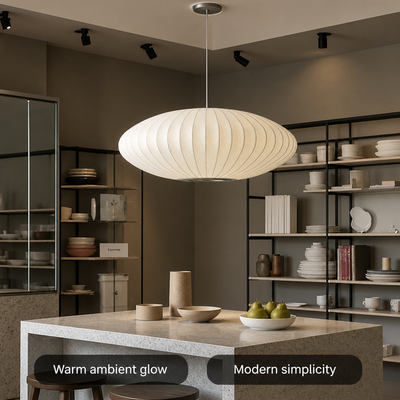 Modern Silk Bubble Shade Pendant Light