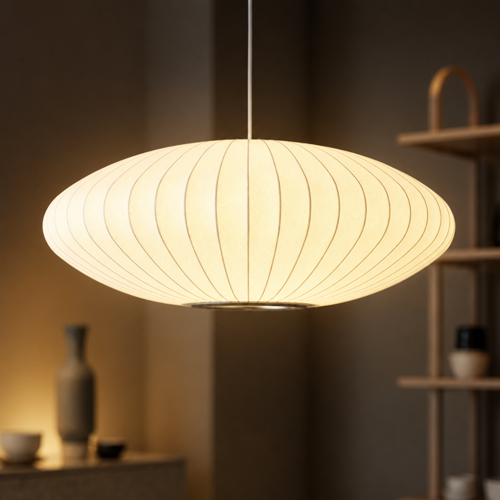 Modern Silk Bubble Shade Pendant Light