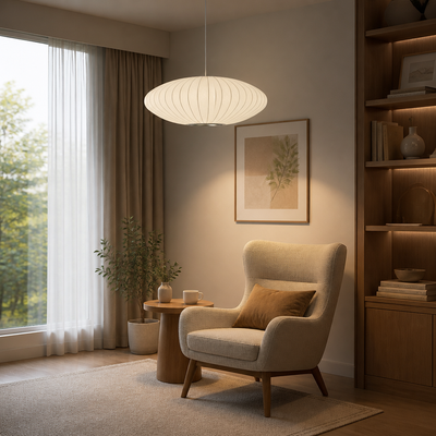 Modern Silk Bubble Shade Pendant Light