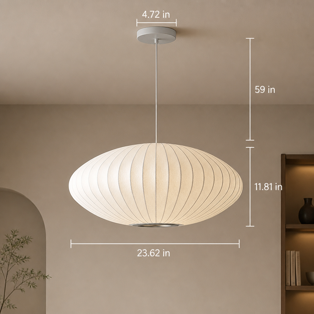 Modern Silk Bubble Shade Pendant Light