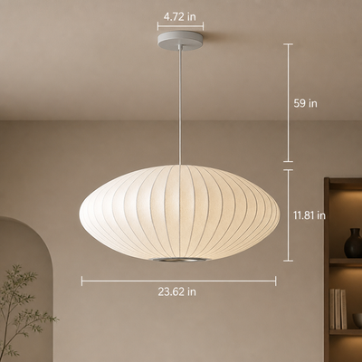 Modern Silk Bubble Shade Pendant Light