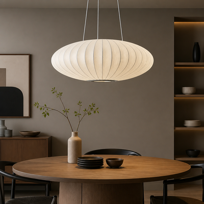 Modern Silk Bubble Shade Pendant Light