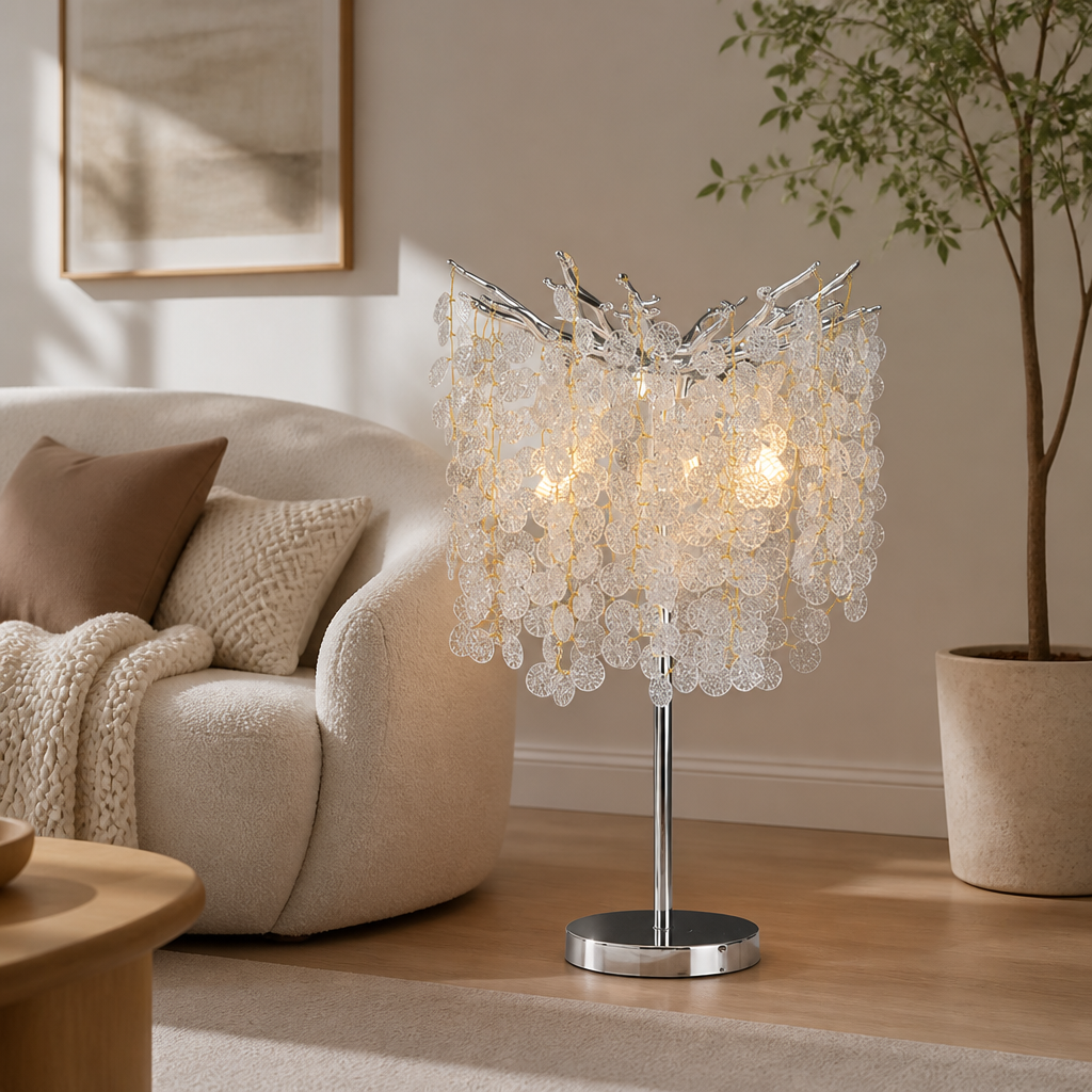 Modern Silver Crystal LED Floor Lamp