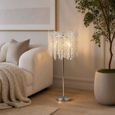 Modern Silver Crystal LED Floor Lamp