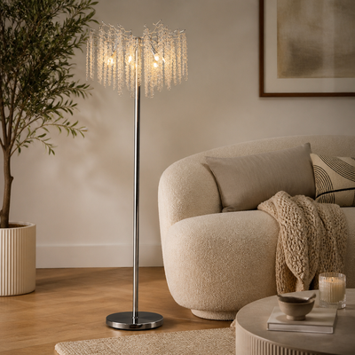 Modern Silver Crystal LED Floor Lamp