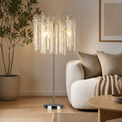 Modern Silver Crystal LED Floor Lamp