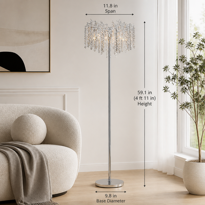Modern Silver Crystal LED Floor Lamp