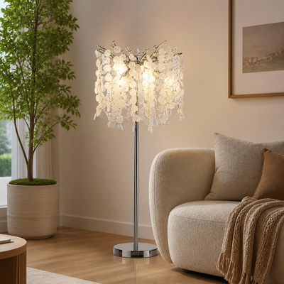 Modern Silver Crystal LED Floor Lamp