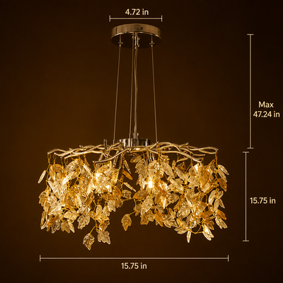 Modern Silver Crystal Maple-Leaf Chandelier