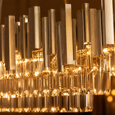 Modern Silver Crystal Oval Chandelier