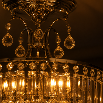 Modern Silver Crystal Semi-Flush Ceiling Light