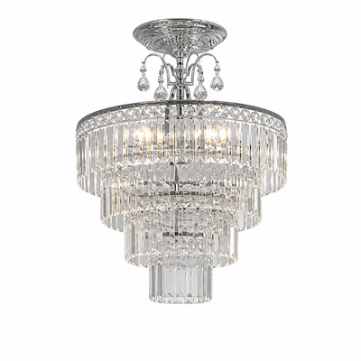 Modern Silver Crystal Semi-Flush Ceiling Light