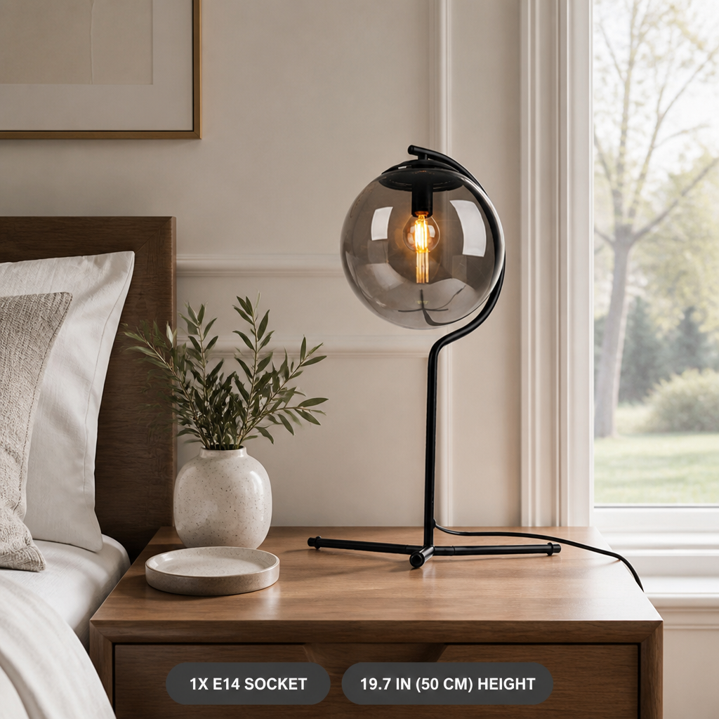 Modern Smoke Glass Table Lamp