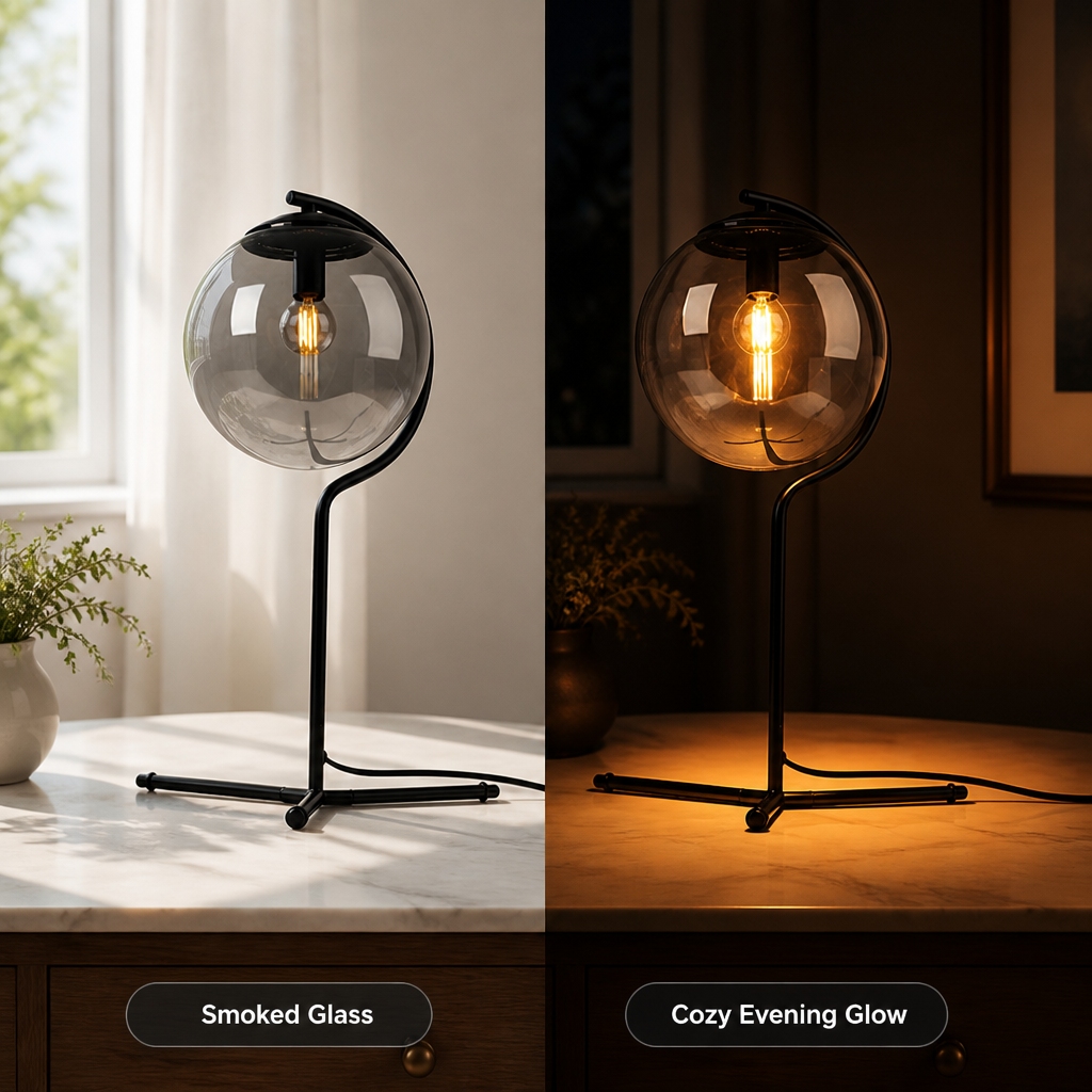 Modern Smoke Glass Table Lamp