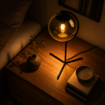 Modern Smoke Glass Table Lamp