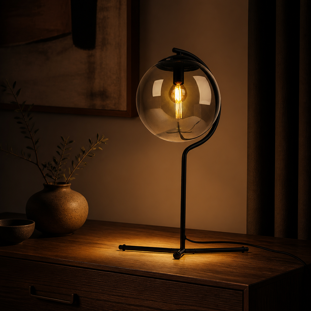 Modern Smoke Glass Table Lamp