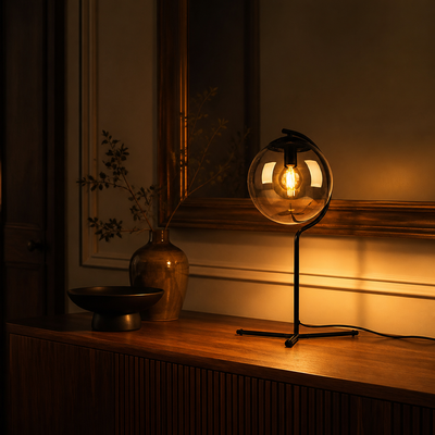 Modern Smoke Glass Table Lamp