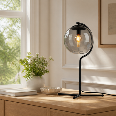 Modern Smoke Glass Table Lamp