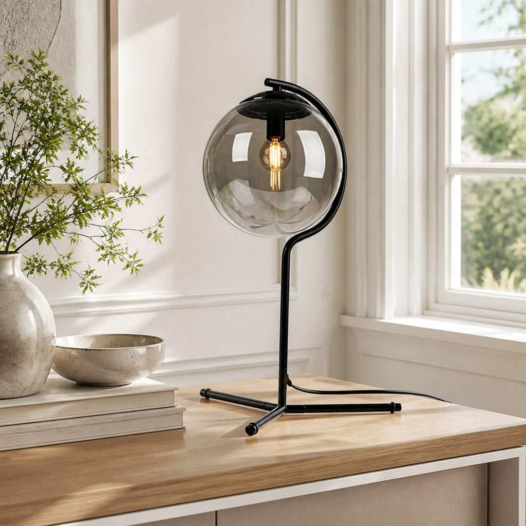 Modern Smoke Glass Table Lamp
