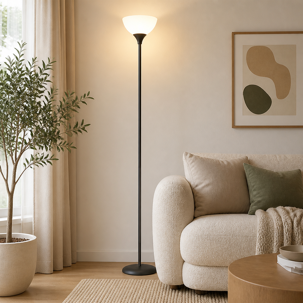 Modern Titanium Opal Glass Shade Floor Lamp